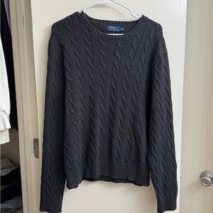 Ralph Lauren Men's Dark Gray Cable Knit Sweater
